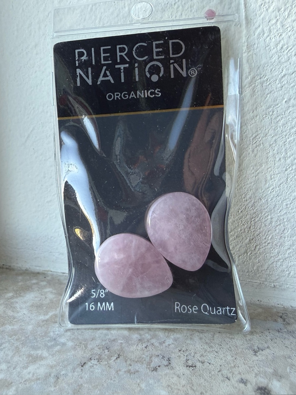 Pierced Nation Rose Quartz Teardrop Stone Ear Plugs - Pink